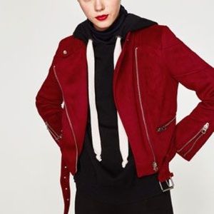 ZARA Faux Suede Biker Jacket